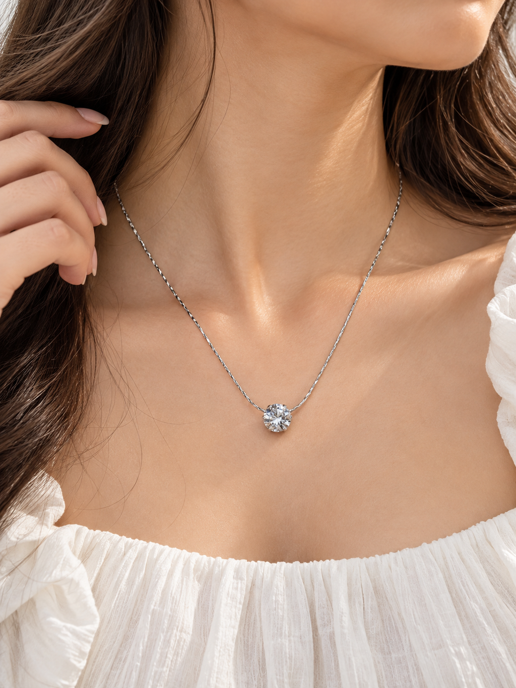 Silver Solitaire Necklace