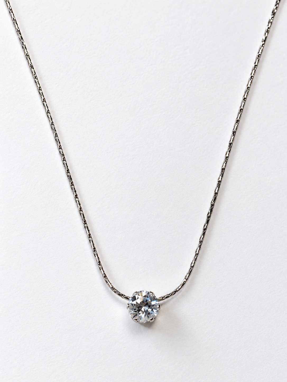 Silver Solitaire Necklace