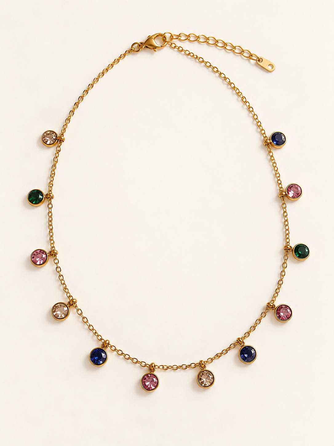 Rainbow Gemstone Charm Necklace