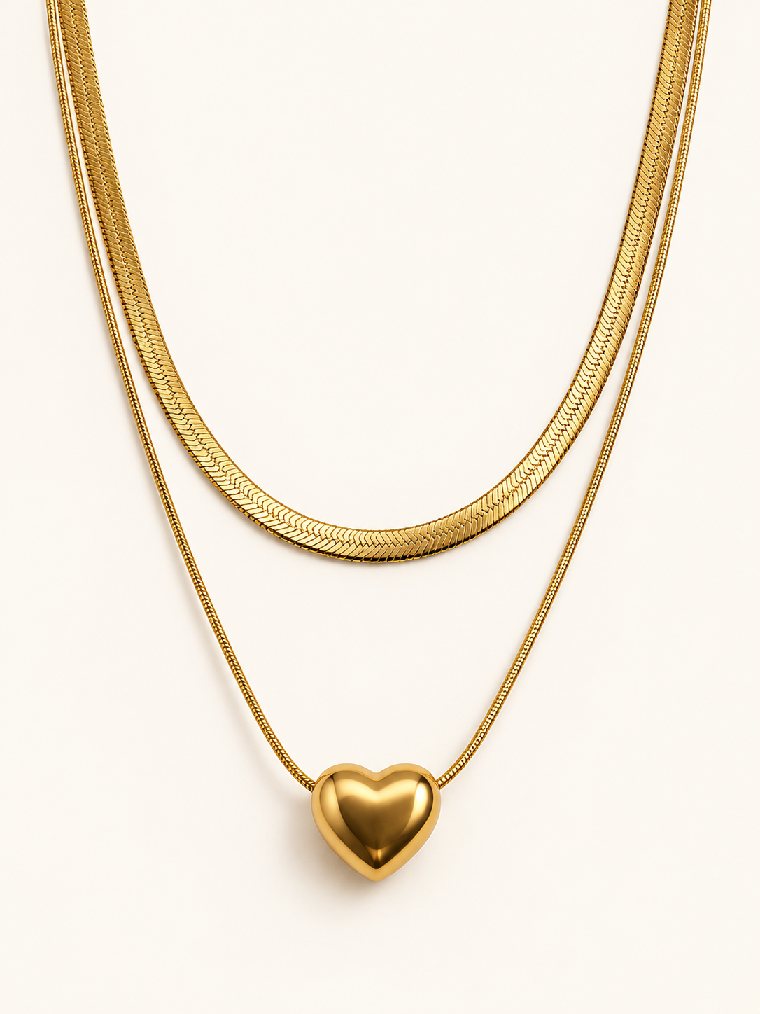 Golden Heart Layered Necklace