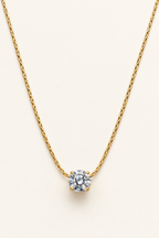 Golden Solitaire Pendant Necklace
