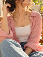 Rainbow Gemstone Charm Necklace