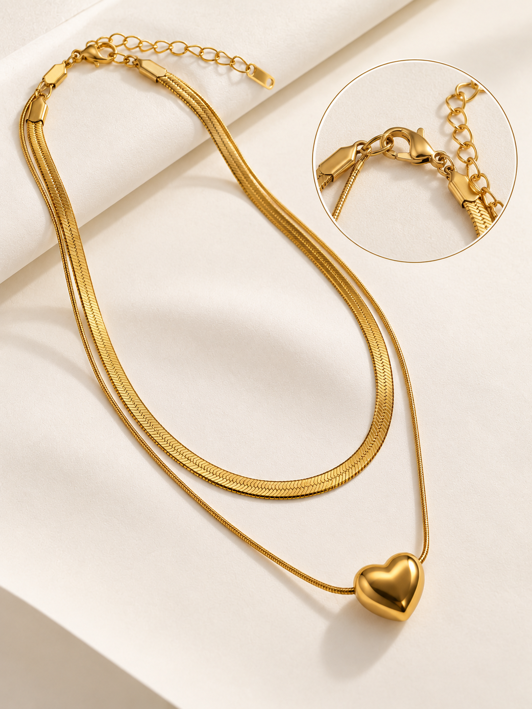 Golden Heart Layered Necklace