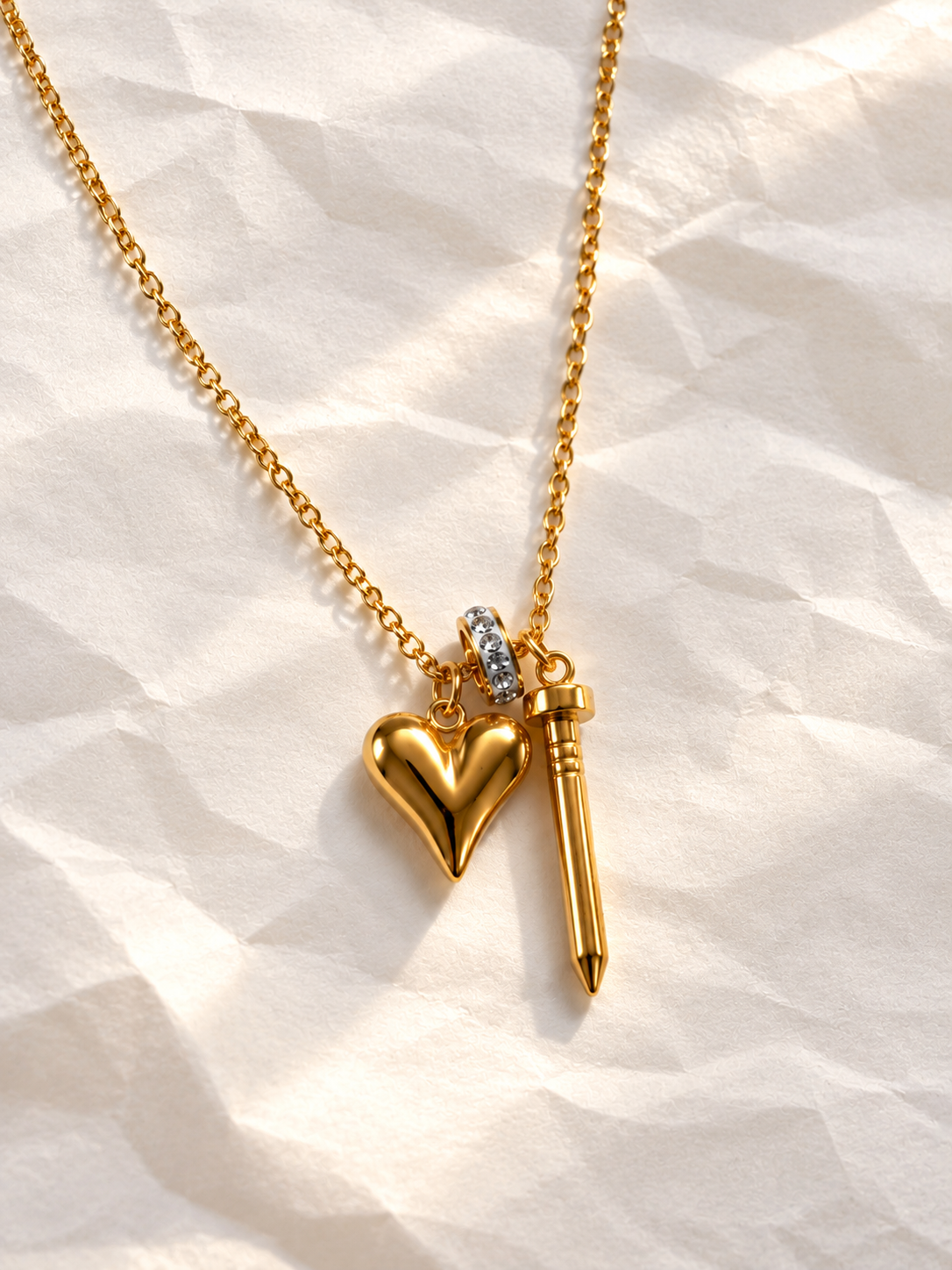Heart & Key Charm Necklace
