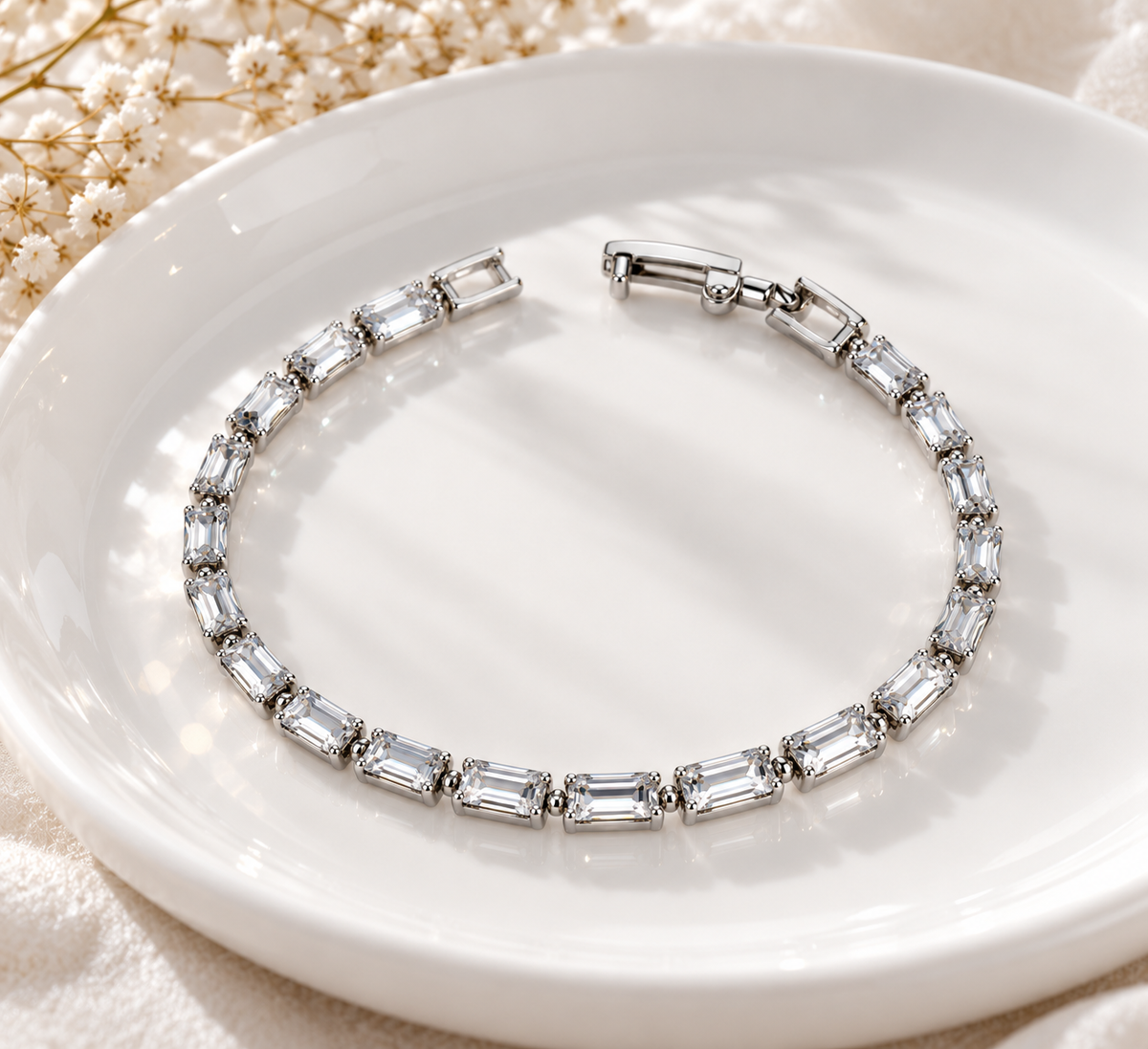 Silver Crystal Tennis Bracelet