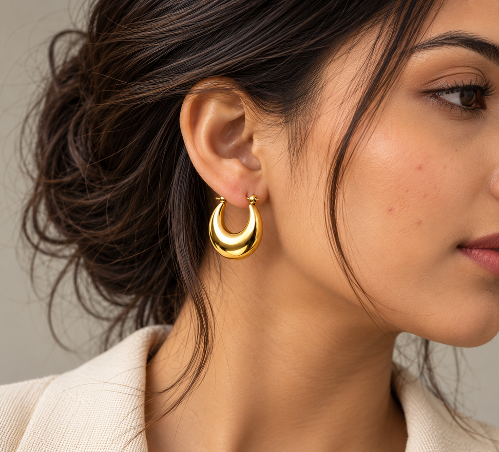 Golden Bold Crescent Hoops