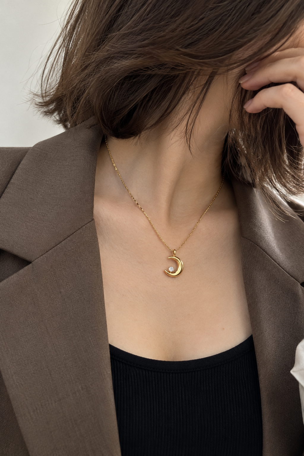 Golden Crescent Moon Necklace