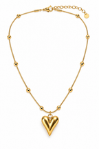 Sculpted Heart Beaded Necklace