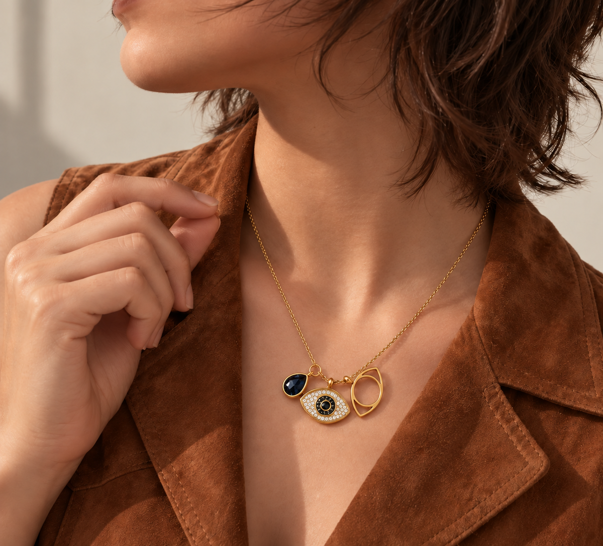 Golden Evil Eye Charm Necklace