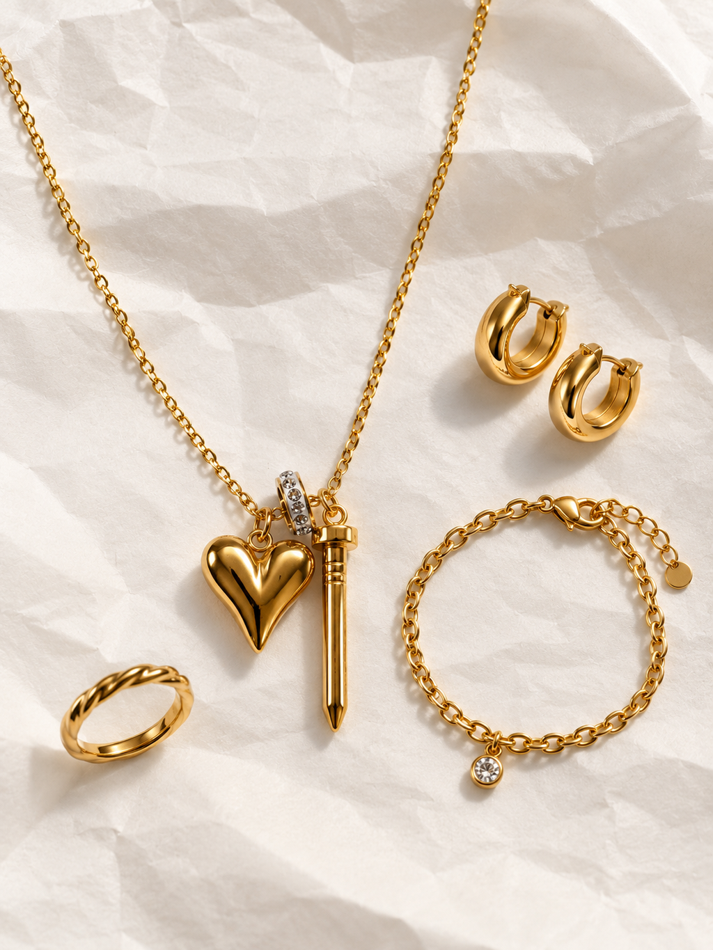 Heart & Key Charm Necklace