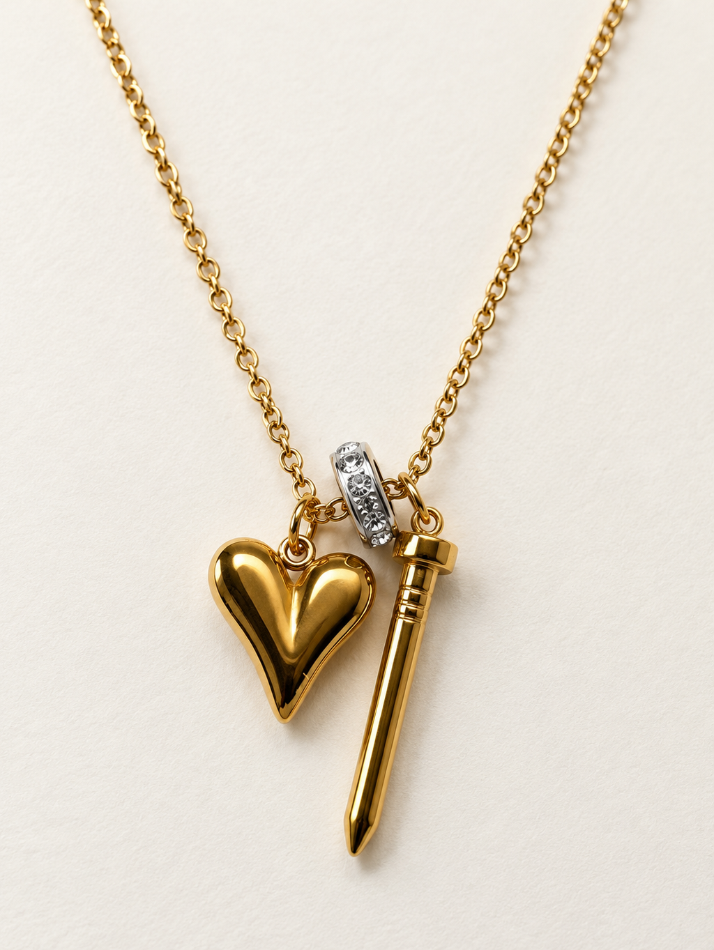 Heart & Key Charm Necklace