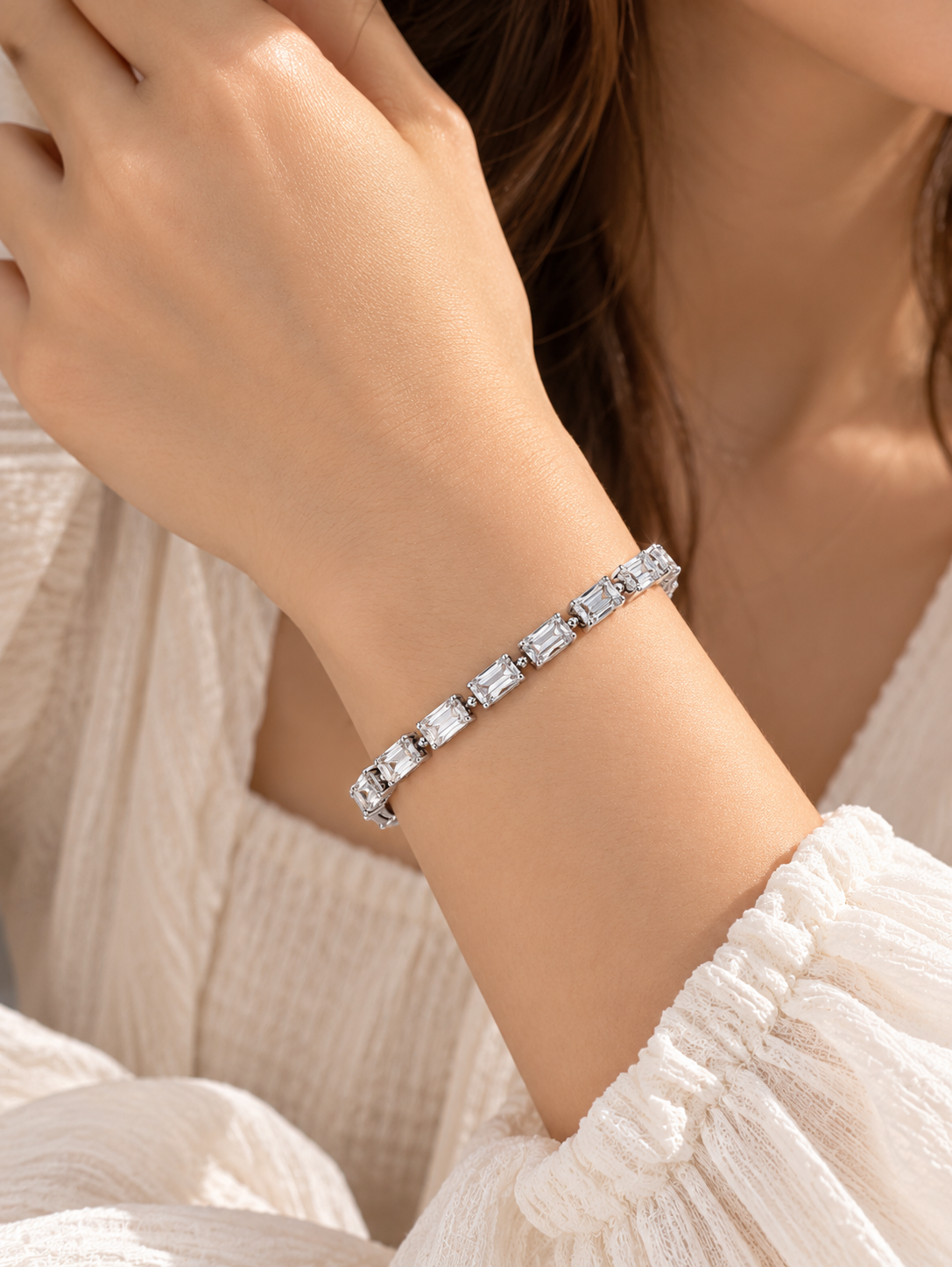 Silver Crystal Tennis Bracelet