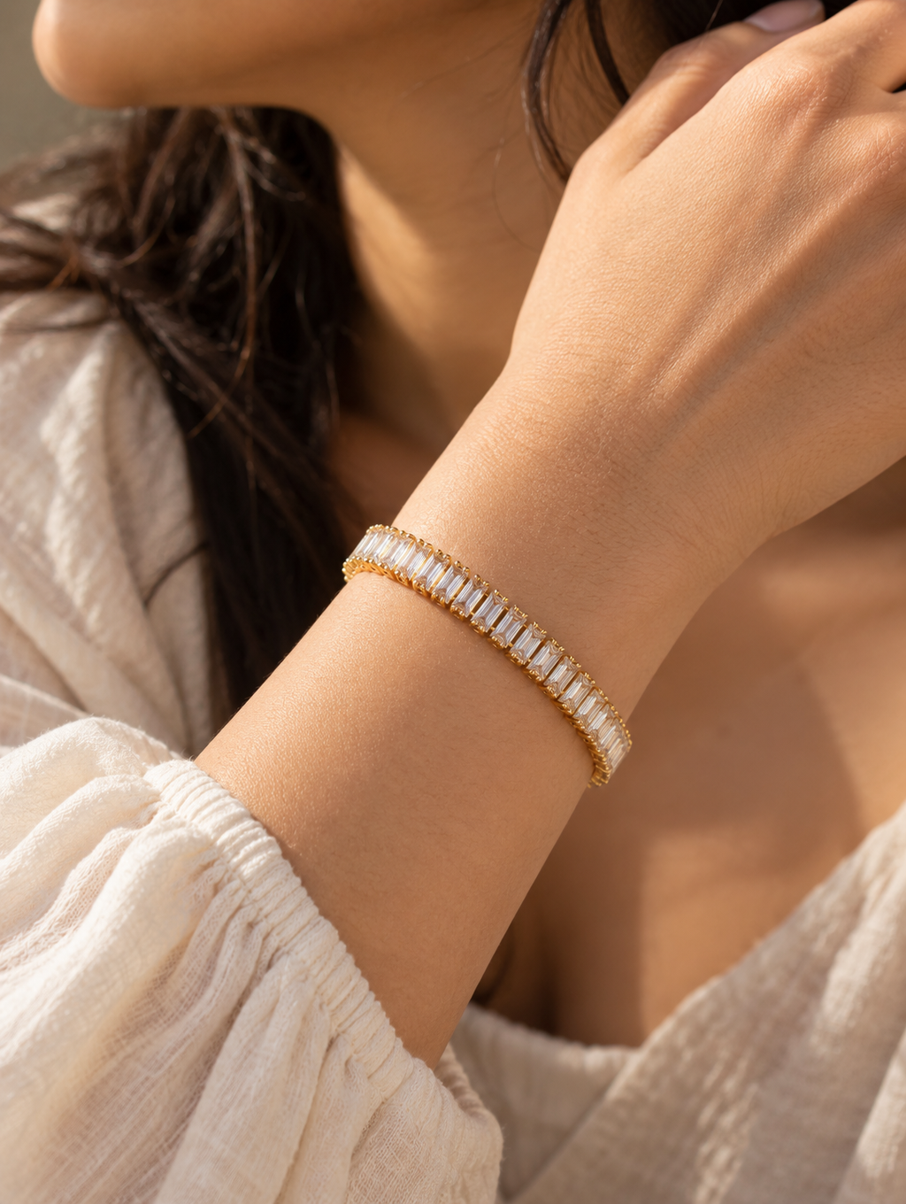 Golden Baguette Crystal Bracelet