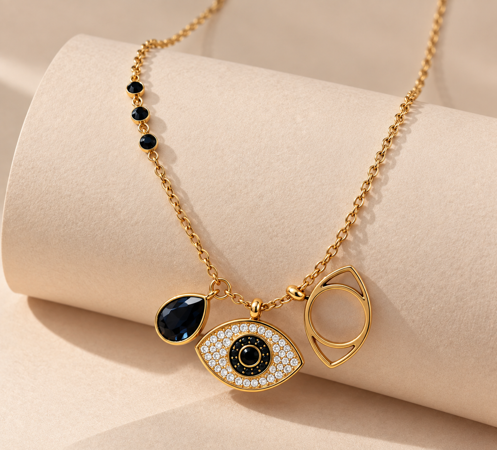 Golden Evil Eye Charm Necklace