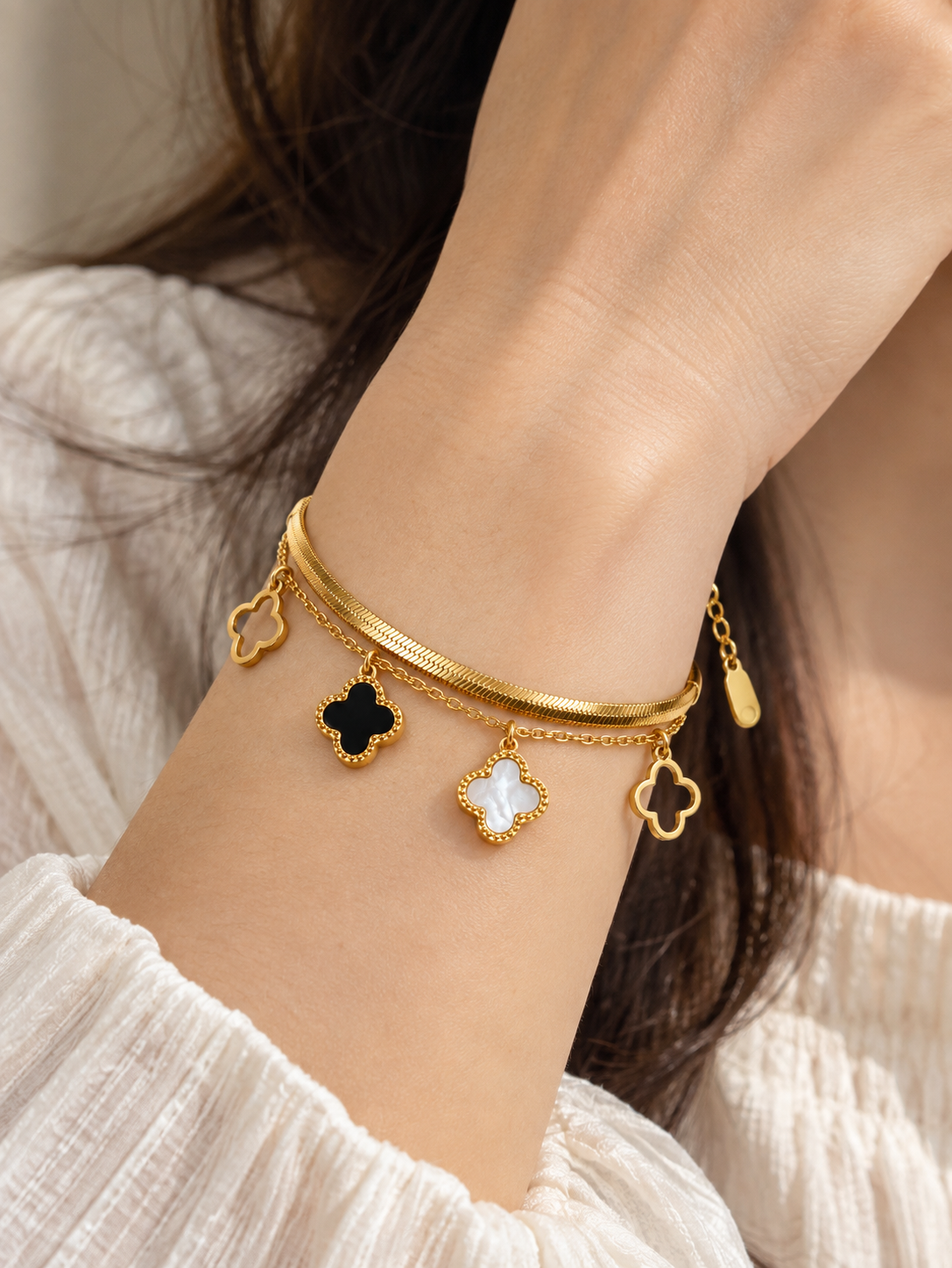 Golden Clover Charm Bracelet