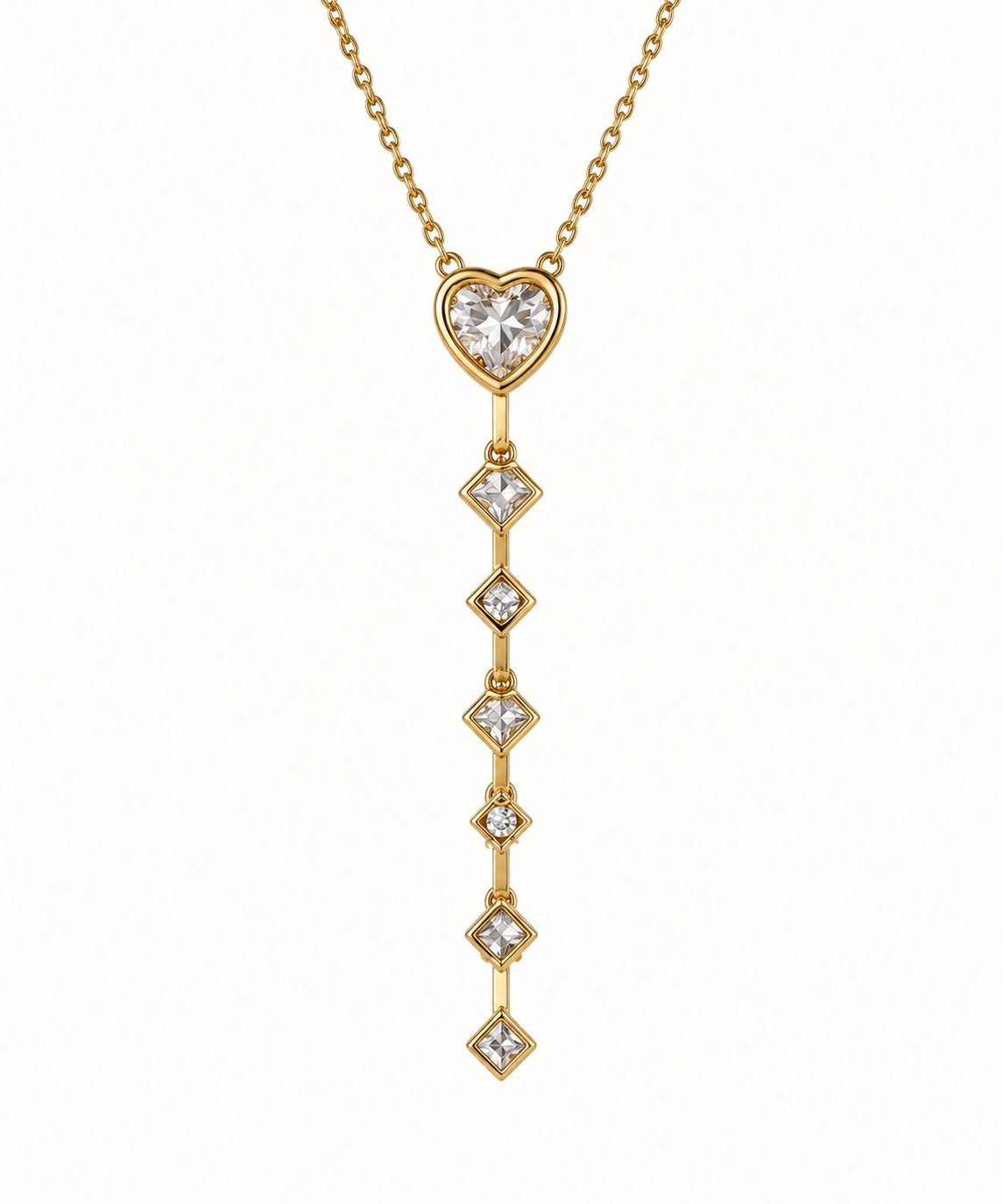 Crystal Heart Lariat Necklace
