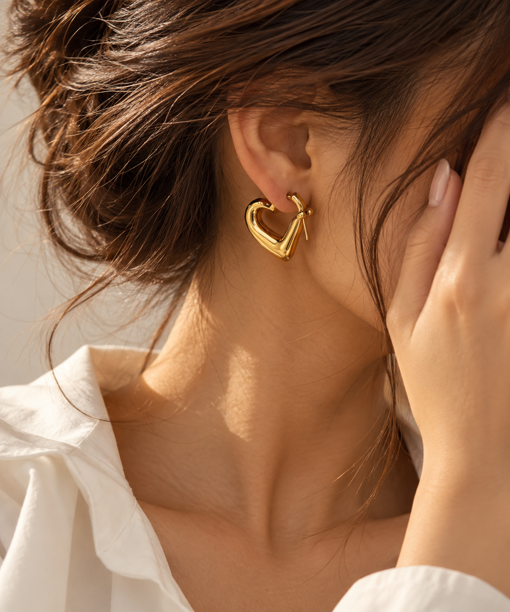 Golden Heart Hoop Earrings