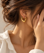 Golden Heart Hoop Earrings