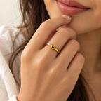 Golden Heart Charm Ring