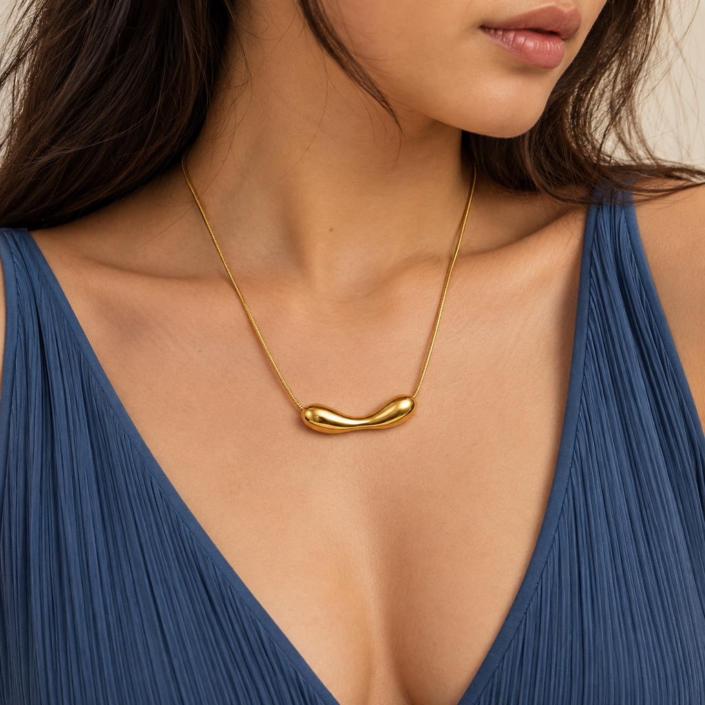 Sculpted Bean Pendant Necklace