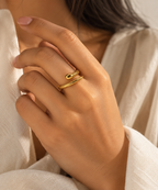 Golden Textured Snake Wrap Ring