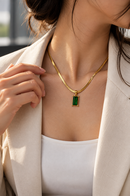 Emerald Green Pendant Necklace