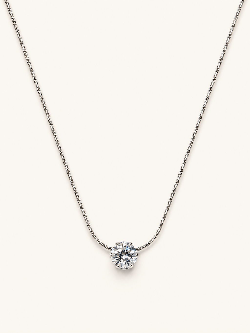 Silver Solitaire Necklace