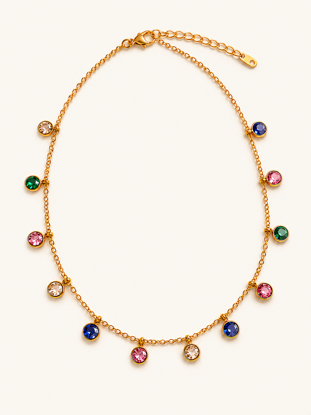 Rainbow Gemstone Charm Necklace