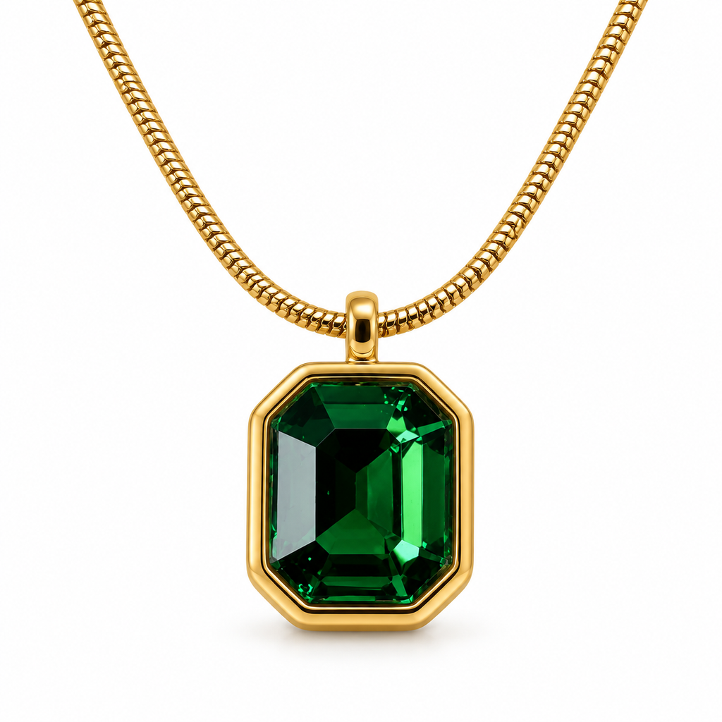 Emerald Solitaire Pendant Necklace