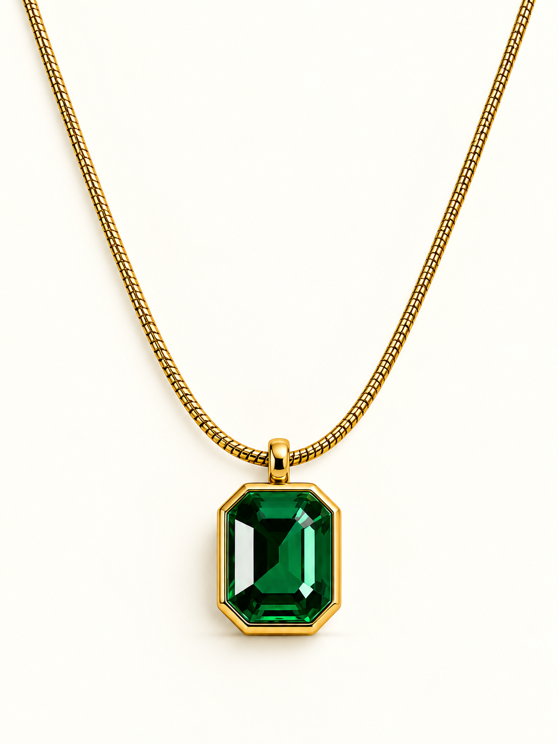 Emerald Solitaire Pendant Necklace