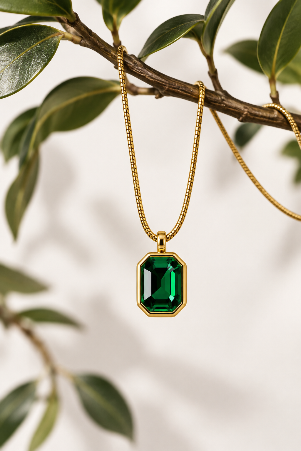 Emerald Solitaire Pendant Necklace