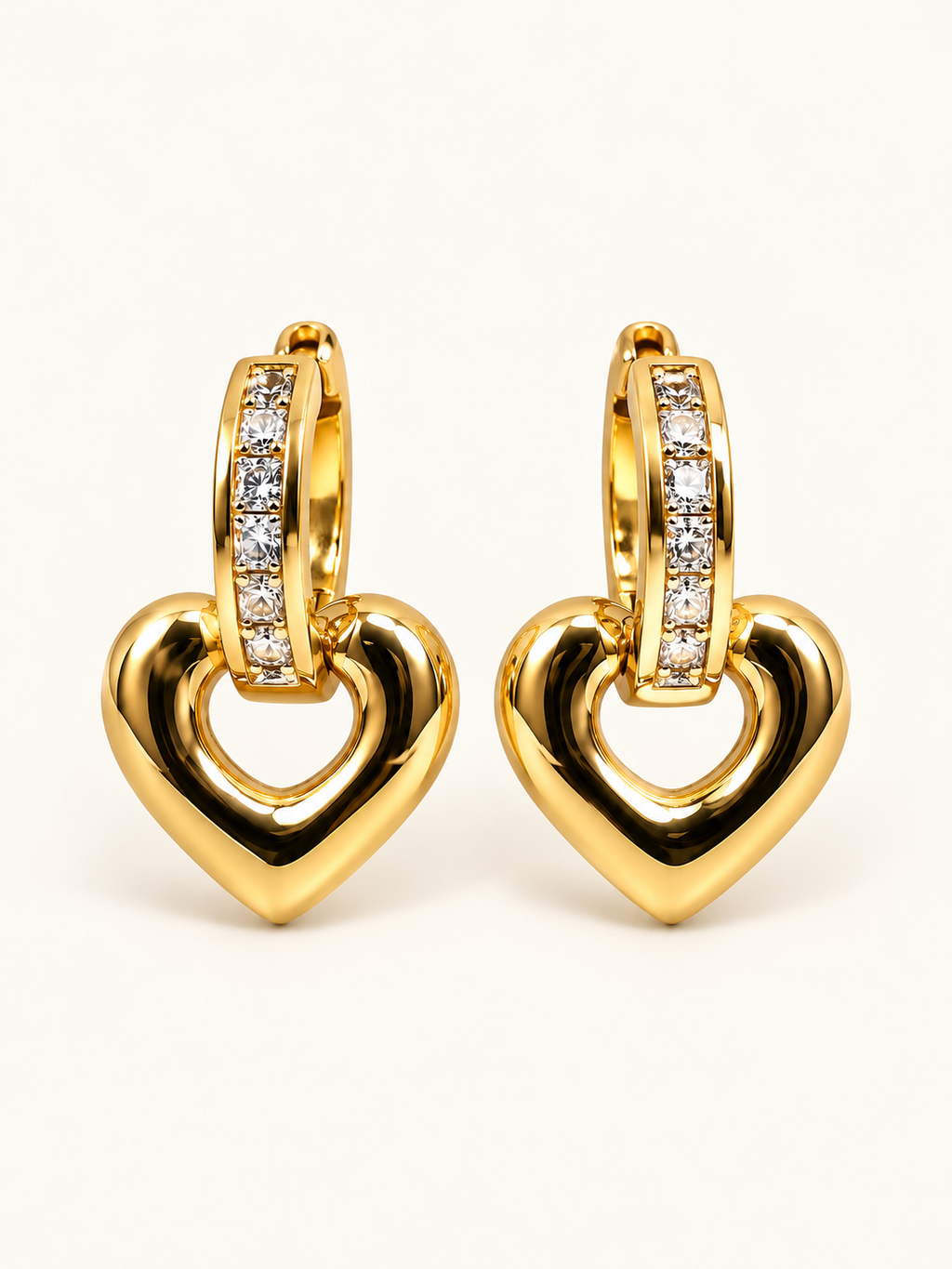 Golden Heart Drop Earrings