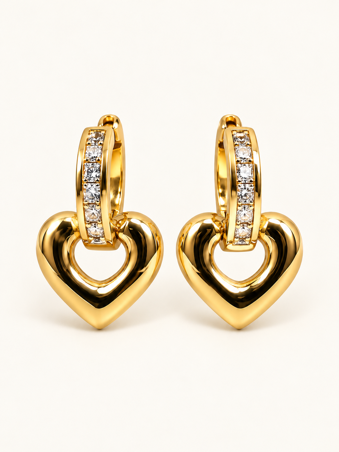 Golden Heart Drop Earrings