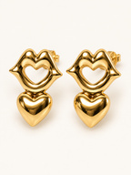 Golden Outline Heart Stud Earrings