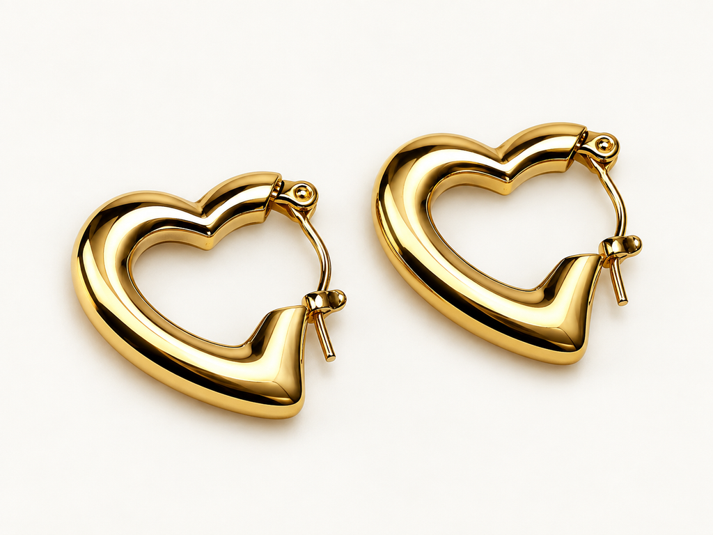 Golden Heart Hoop Earrings