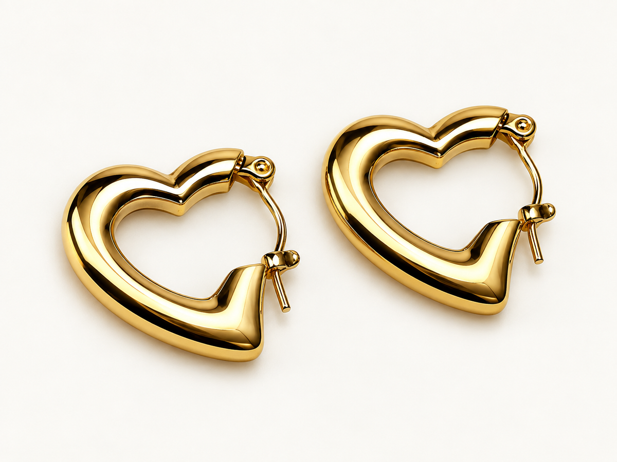 Golden Heart Hoop Earrings