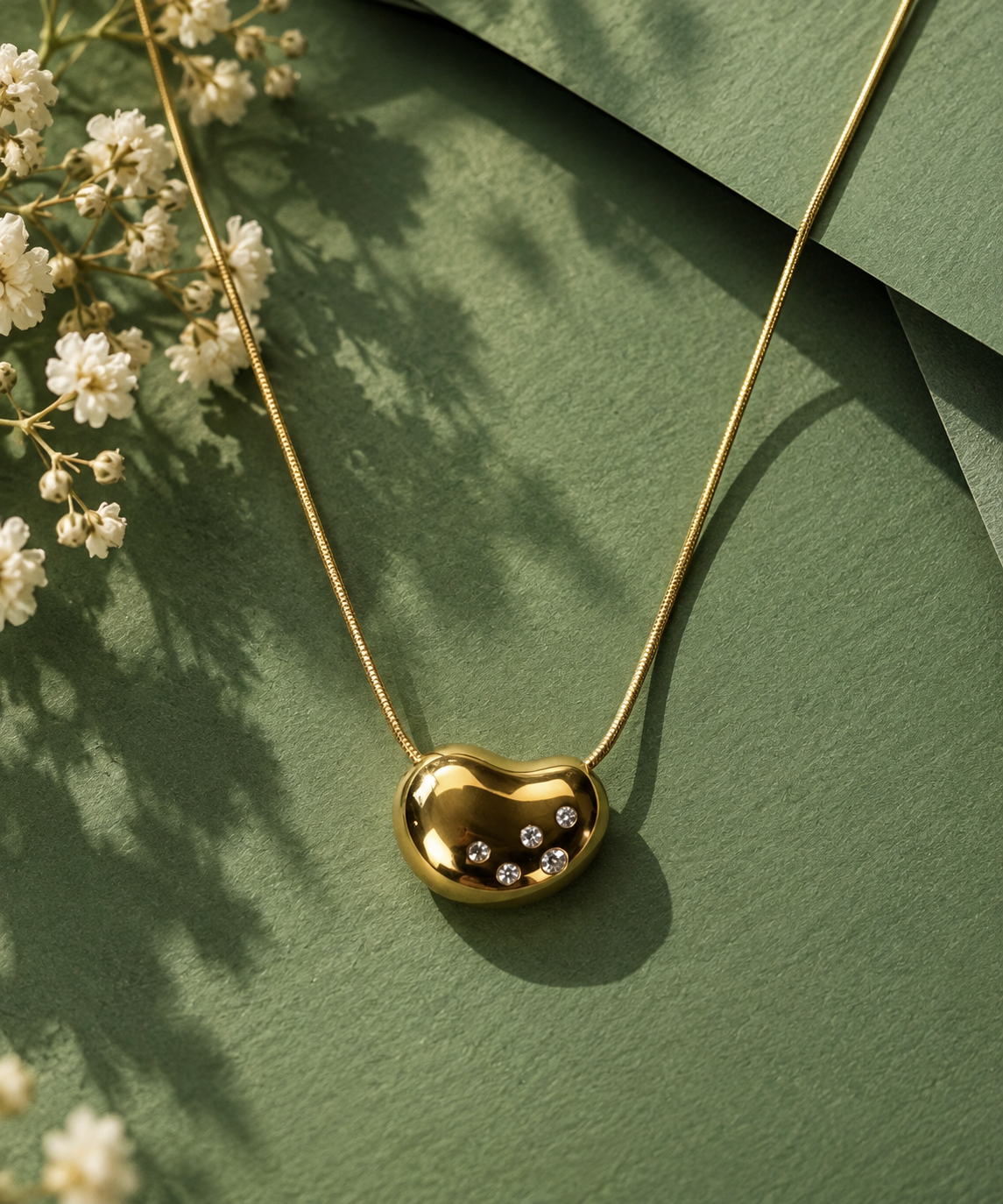 Golden Heart Crystal Necklace