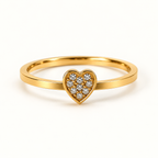 Golden Crystal Heart Ring
