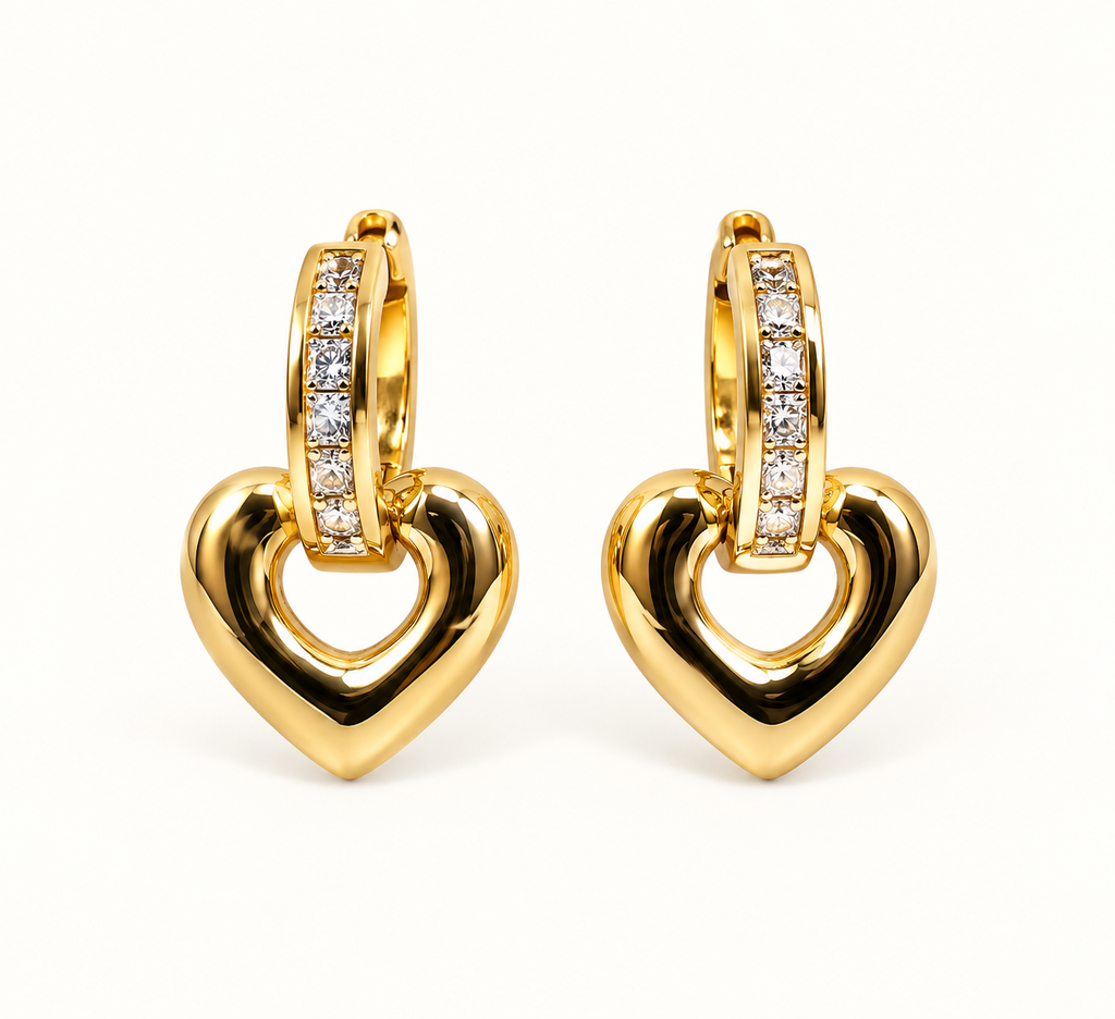 Golden Heart Drop Earrings