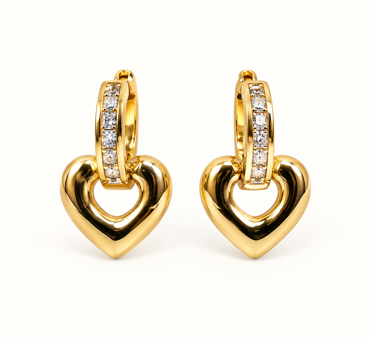 Golden Heart Drop Earrings