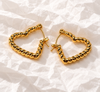 Golden Twisted Heart Hoops