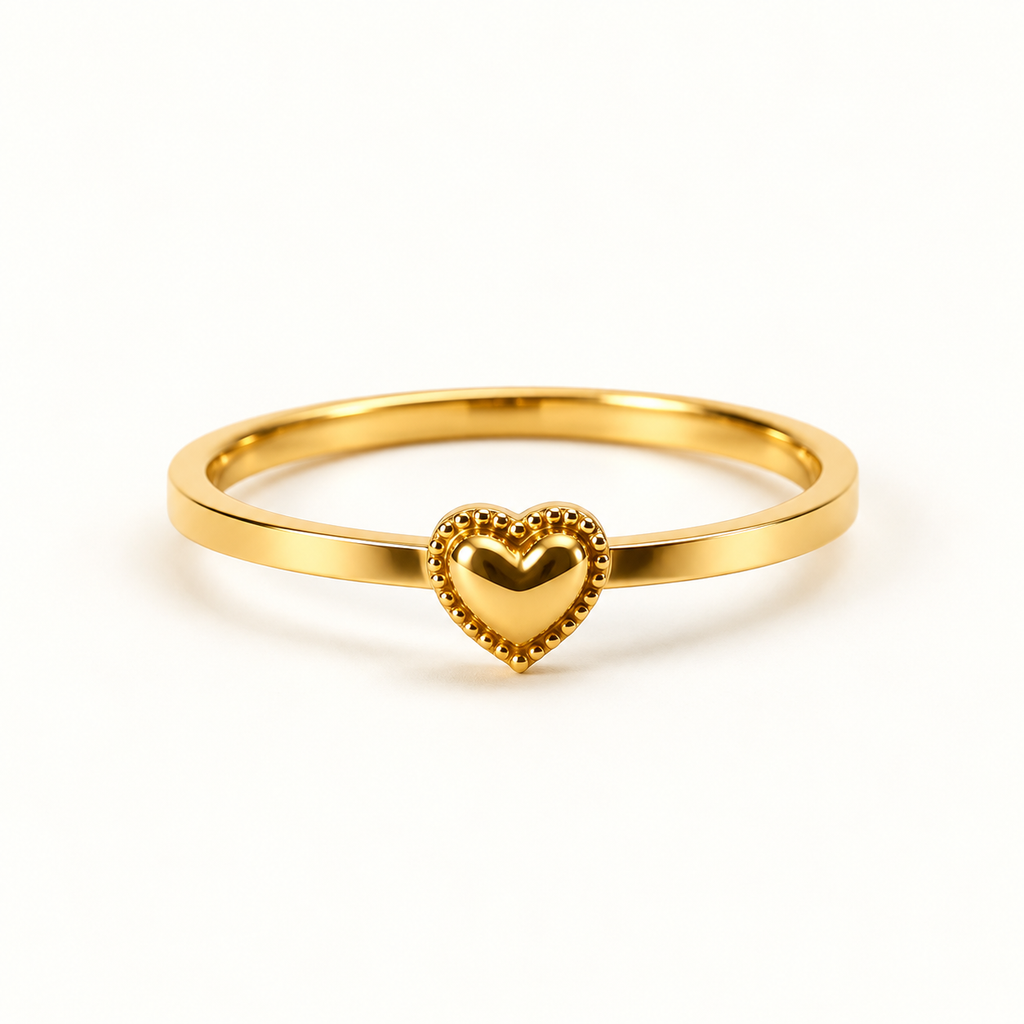 Golden Heart Charm Ring