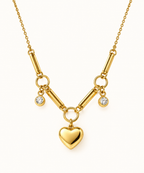 Golden Heart Charm Link Necklace
