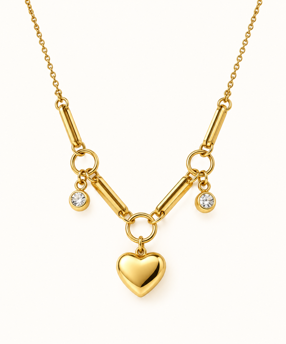 Golden Heart Charm Link Necklace