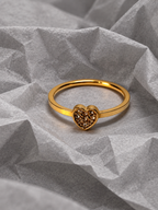 Golden Crystal Heart Ring