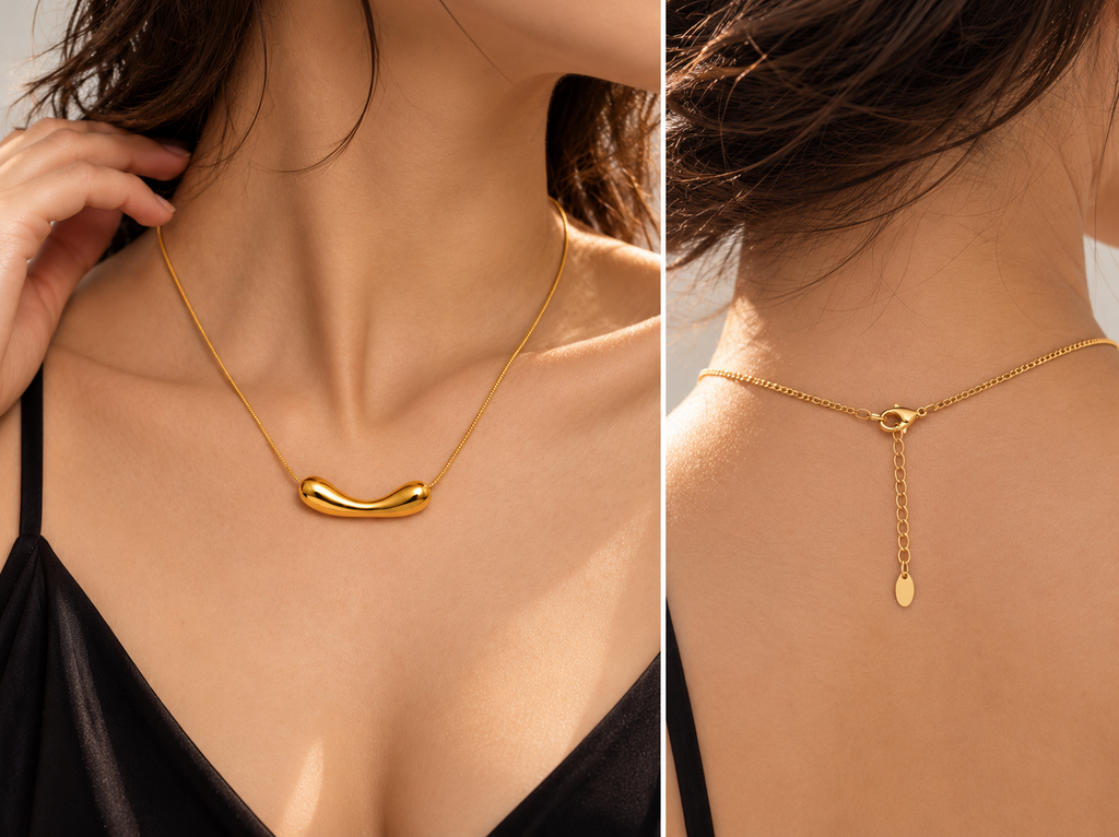 Sculpted Bean Pendant Necklace