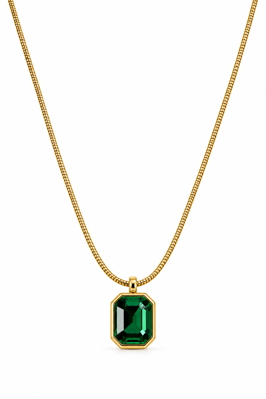 Emerald Solitaire Pendant Necklace