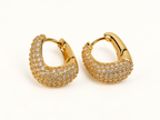 Golden Crystal Heart Hoop Earrings
