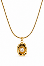 Golden Pearl Halo Necklace
