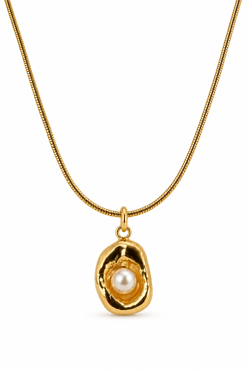 Golden Pearl Halo Necklace